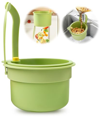 Yooyan Passoire pour évier - À clipser - Amovible - Avec bouton pression - Sans bavure les mains - Pour le lavage/organisateur dans l'évier de la cuisine - Vert