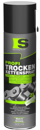 Spraytive 1 x 500ml Profi Trockenkettenspray – Kettenspray mit PTFE, Kettenfett für Fahrrad, Motorrad, Maschinen & Zahnräder – haftstark – kein Abschleudern – Allwetterschutz - Made in Germany