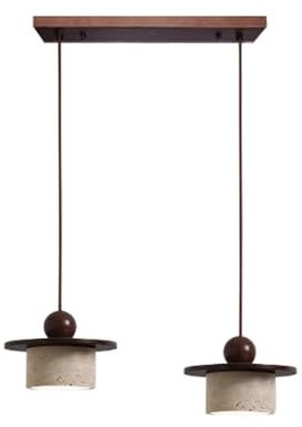 Kikioo Lampada a sospensione in pietra naturale giapponese Wabi Sabi, lampada a sospensione in travertino giallo nordico per isola cucina, lampadario in legno vintage di metà secolo per sala da pranzo