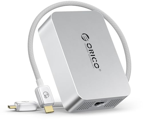 ORICO USB4 to 10Gigabit Ethernet Adapter USB C Network Adapter Only Compatible Thunderbolt 4/3/USB4 Support10/5/2.5/1Gbps/100Mb/s for NAS/PC/Mac Gigabit Networks Aluminum with Cooling Fan 40Gbps Cable