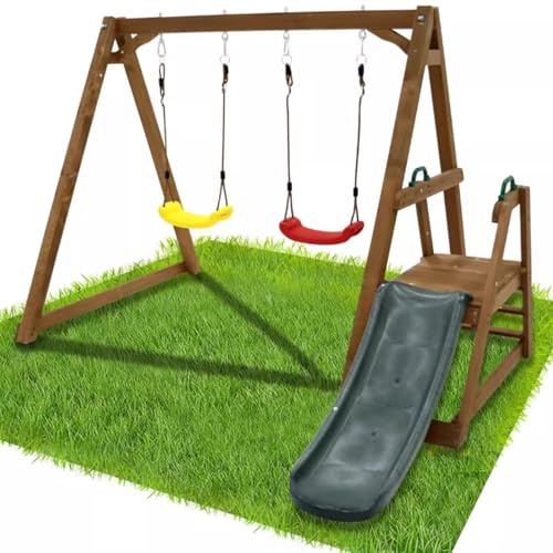 ZHPPED Altalena Doppia per Bambini, Altalena Robusta per Bambini con altalene Doppie, Scivolo, scaletta, Attrezzatura da Gioco per Bambini per Il Giardino