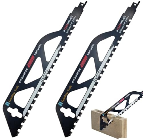 Reciprocating Saw Blades Masonry, 2 Pcs Universal Carbide Reciprocating Saw Blade, 300mm Concrete Sabre Saw Blade, Universal Cutting Recip Sabre Saw Blade for Concrete, Masonry, Wood & Composite