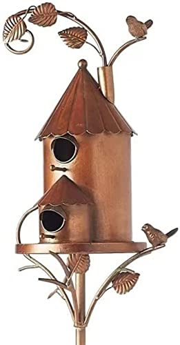 Metal Birdhouse Garden Stakes for Outdoor Decoration, Attracts Hummingbirds, Perfect for Courtyard Backyard Patio