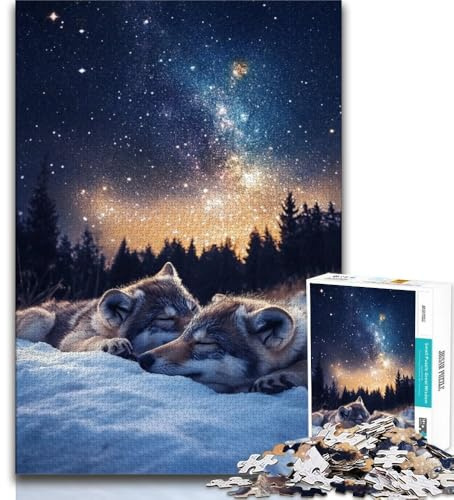 Puzzle für Erwachsene 1000 Teile Galaxy Wolf 1000 Teile für Erwachsene Quizspiel ganze Familie 75x50cm