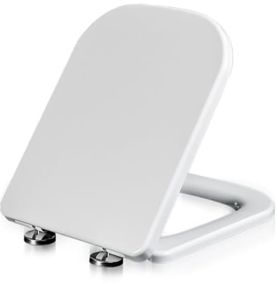 Toilet seat, Square Toilet Seat Soft Close Mute Fillet Lid White Modern Cover Quick Release for Easy Cleaning,04B 36x45cm(04B 36x45cm)