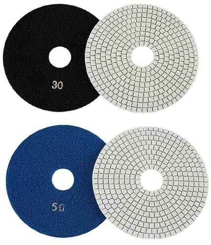 Dischi abrasivi flessibili per granito, marmo, calcare e calcestruzzo, 150 mm (150 mm) per granito, marmo, calcare e calcestruzzo, dischi abrasivi flessibili, 2 pezzi (grana 30+ grana 50)