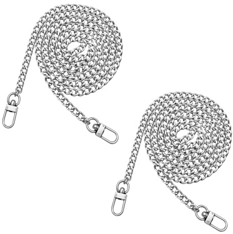CDQZAIKEJI 2 Stück Wallet Chain, Taschenkette Silber Kette Für Handtasche Bag Chain Kette Für Tasche Tasche Metall Schulterkette Für Umhängetasche Ersatz Mit Hakenverschluss