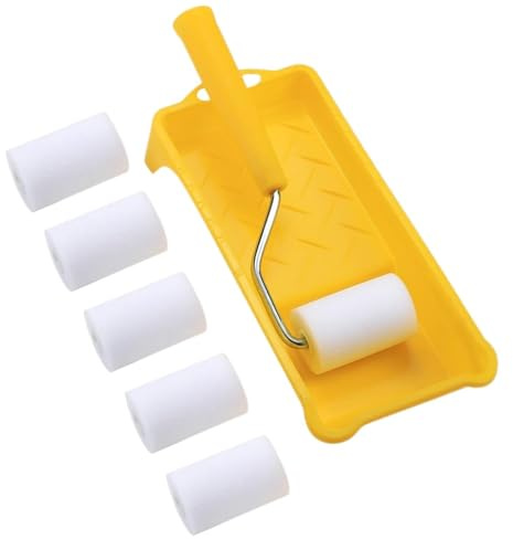 Malerrollen Set – PVC Material | Mini Anstrichpinsel Kombi Mit Farbschale | Lackierwalzen Und Wannen Paket Für Haus Wand Renovierung Innenraum Streichen Und Heimwerker Deko