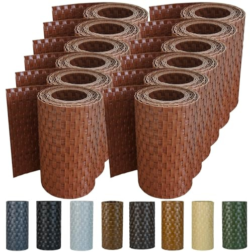 workingHOUSE Polyrattan-Sichtschutzstreifen, Sichtschutz für Doppelstabmatten Zaun, 19 x 255 cm (12 x Honigbraun) | 12x255cm, wetterfest, für Zaun, Tor & Balkon geeignet, einfache Montage