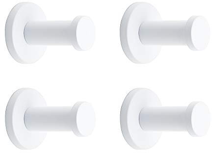 NELXULAS Gancho clásico de acero inoxidable blanco súper resistente para montaje en pared, perchero, ganchos para toallas de baño (2 pulgadas, 4 piezas)