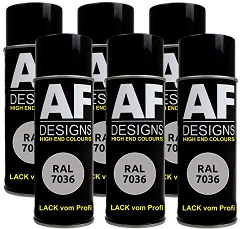 Alex Flittner Designs 6X Ral Pintura en Espray Pintura Coche Laca Colorida Lata de Aerosol RAL7036 Gris Platino Seda Mate