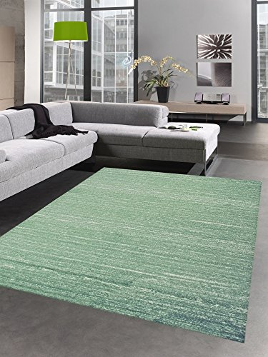 CARPETIA Teppich modern Wohnzimmerteppich Kurzflor Uni grün meliert Größe 140x200 cm