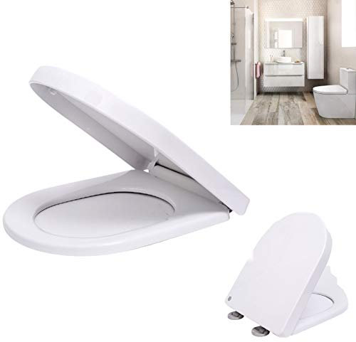 Premium Toilettendeckel, WC Sitz mit Absenkautomatik, Quick Release Funktion, unten einfach befestingung, D-Form weiß Klodeckel