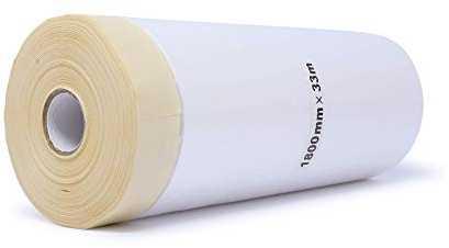 gws Maler-Abdeckfolie mit Krepp-Klebeband 9 Rollen Faltmasker für Maler- & Gipserarbeiten Maskerband in Profi Qualität je Rolle 1800 mm x 33 m