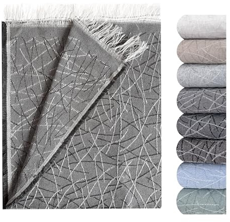 GFD Textiles - Colcha Foulard Lagos Gris 180x290 cm | Manta Plaid Foulard Protectora para Sofá de 2 Plazas y Cama 90 | Diseño Jacquard