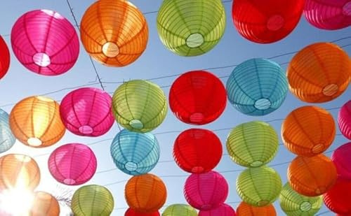 Lampion-Lampionnen Lampions Paquet Nylon - Couleur Mix - 54 pcs, lam-002