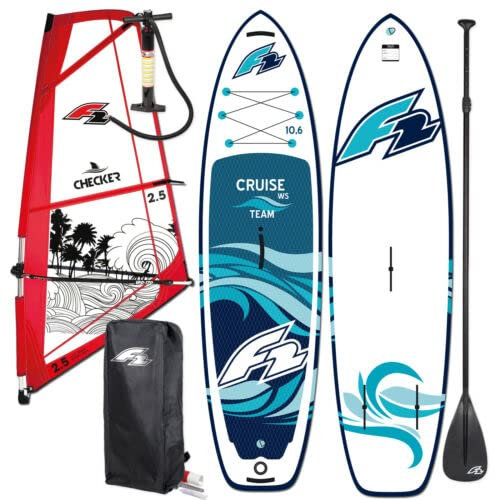 F2 Cruise Team WS 11,6 | Inflatable | Stand Up Paddle Board Set mit F2 Checker Rigg Segel | 2,0 qm - 5,5qm (2,5 qm) (4,0 qm)