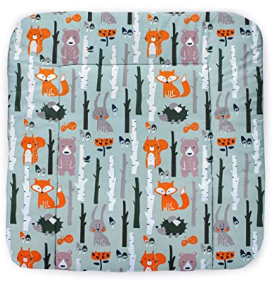 Balbina® Wickelunterlage Wasserdicht Wickeltischauflage Wickelauflage baumwolle 60x70 I Wald Mint