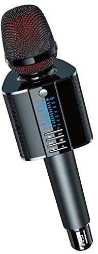 BONAOK Micrófono de Karaoke, Sistema de Micrófono de Karaoke Portátil Inalámbrico Bluetooth para Las Noches de Coche en casa al Aire Libre, máquina de Karaoke para PC/Todos los Smartphones G20 Negro