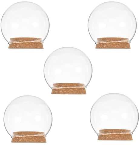 SEWACC 5 Pièces Décoratif en Verre Transparent Verre Clair Dome Cloche Cloches Dome Vitrine Centre de Table Convient pour la décoration intérieure de Fleurs préservées