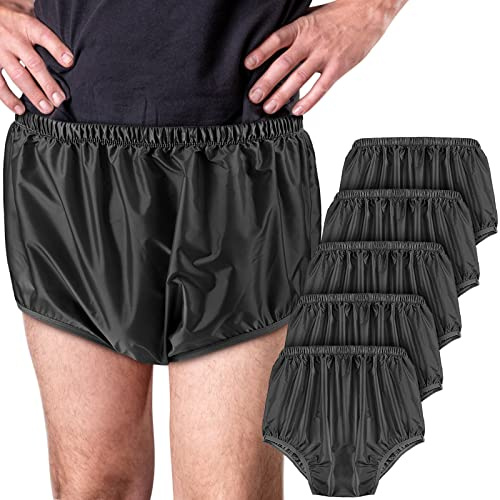 5 Pcs Adult Leakproof Underwear for Incontinence Washable Reusable Waterproof Pants Diaper Pull-On Cover Cloth Use Women Men(X-Large,Black)