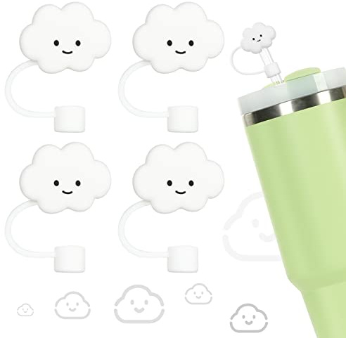 AUAUY Straw Covers Compatible with Stanley 30&40 Oz Tumbler, Silicone Tips, Reusable Protectors - 4PCS
