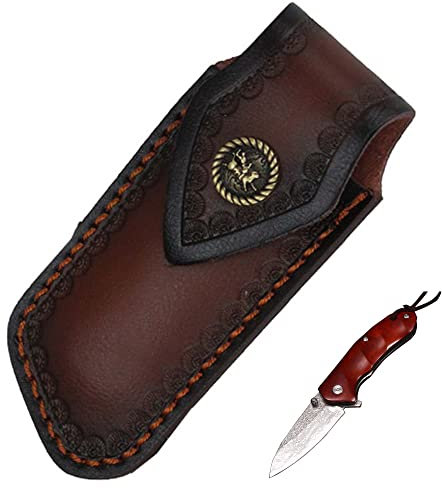 LONGHAO Leder Taschenmesser Gürteltasche, Messerscheide Klappmesser, Tragbare Jagdmesser Beutel für Outdoor (Messer nicht enthalten)