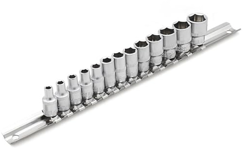 DAKCOS Hexagon hylssats 1/4 tum enhet 13 st metrisk 4-14 mm med metallskena, CR-V, 25 mm lång
