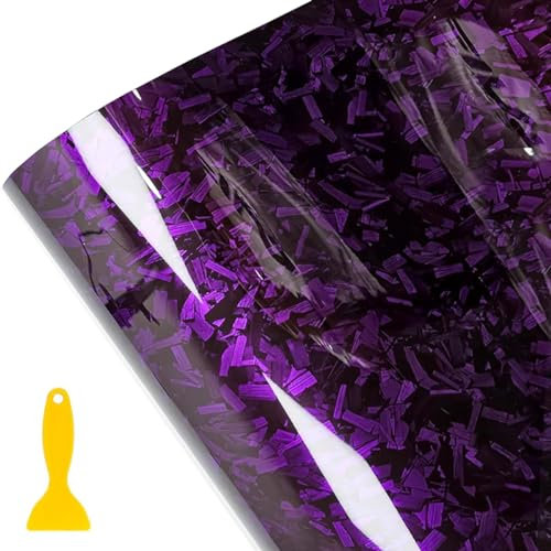 Wellzenith Geschmiedete Carbon Folie,150 * 30cm Selbstklebend Autofolie aus Vinyl,Forged Carbon Folie Vinylfolie (Lila)