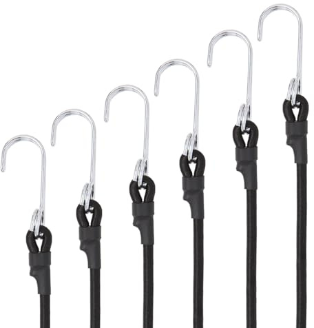 LTStore spänngummi med krok, 6 expander med krok, presenningsspännare, gummiband med krok 100 cm, gummispännremmar för säckkärra, pakethållare cykel motorcykel camping svart. (100 cm)