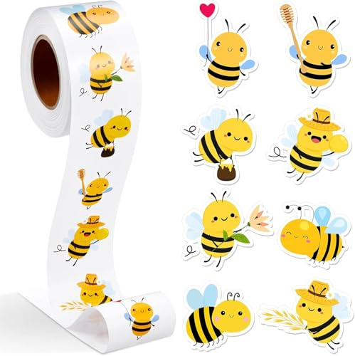 Biene Aufkleber für Kinder, 500 Stück Tierbelohnungsaufkleber, Bienenaufkleber, Bienensticker, runde Kinderaufkleber, Bienenaufkleber aus Vinyl, Tieraufkleber