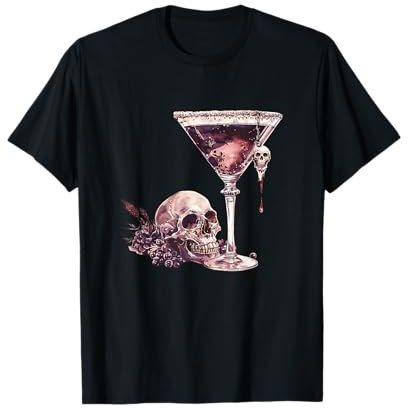 Bartender Halloween Martini Glass Skull Mixologist T-Shirt