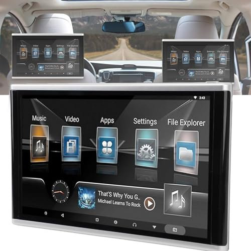 GplHAIN Android 9.0 Universal-KopfstüTzen-Mp5-Player, Auto-RüCksitz-Player, Mit Umgebungslicht, UnterstüTzt WLAN, You-Tube, HDMI, USB, Bluetooth, Mehrere Sprachen,10.1inches