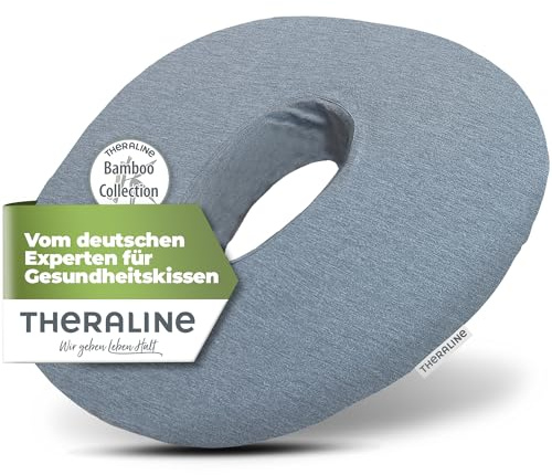 Theraline Ergonomisk sittring för svanskotan, avlastning, sittring efter operation, födelse eller som hemorrojder sittkudde, ortopedisk munkkudde (melange blå-grå)
