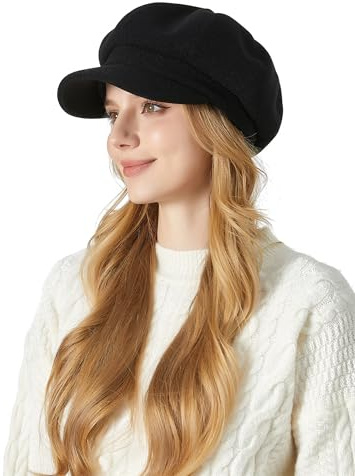 FEOYA Damen Klassisch Ballonmütze Schirmmütze Vintage Herbst Winter Barett Kappe Maler Mütz