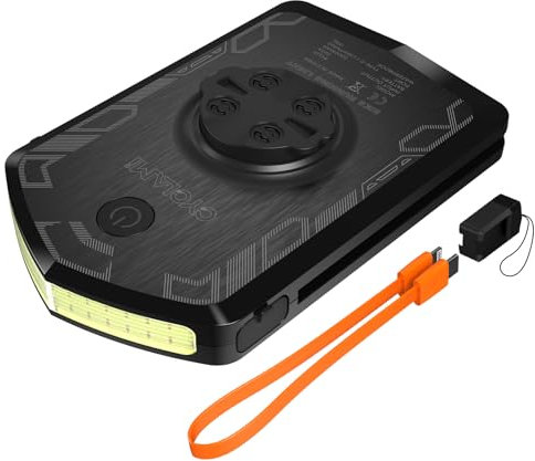 CYCLAMI Luz Bicicleta Delantera LED Luces de Circulación Diurna 120 Lúmenes 5000mAh 40h Duración 5 Modos de Luz IPX6 Impermeable Compatible con Garmin Ciclocomputadores