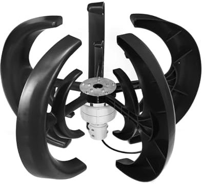 Aerogeneradores Verticales Domesticos Turbina Eólica 12V 5 Palas Turbina Eólica para Casa con Controlador 400W 1000W Generador de Imán Permanente CA Trifásico(Black,1000W)
