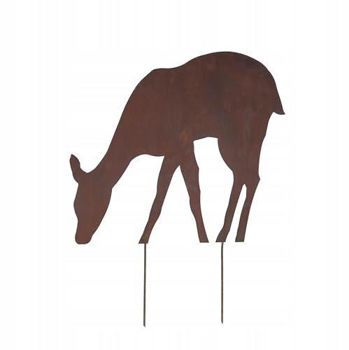 Kapaga - Gartenfigur aus Rost - Metall - Edelrost - REH - Höhe 77 cm | auf Einschlagbeinen, Tierfigur, Dekofigur - Dekoration Gartendeko - Gartendekoration