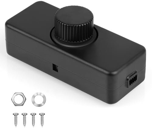 AXFEE Dimmer per LED, Interruttore Dimmer per lampada a led 220-240V 50HZ 3-100W, Rotativo per Lampadine LED dimmerabili, alogene, a incandescenza (Nero)