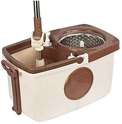 Bodenreinigung Brauner Mopp, Edelstahl-L-Eimer Mikrofaser-Moppköpfe Bodenreinigungssystem und Verstellbarer Mopp-Stange Ausführlich gelernt