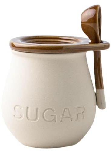 Zuccheriera in porcellana con coperchio e cucchiaio, barattoli da cucina in ceramica per alimenti, per caffè, bar, ristorante, casa, cucina