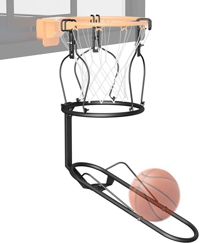 mocomax Basketball Return Attachment, 180° Drehbarer Basketball Rebounder mit 3 stabilen großen Haken für 18 Zoll Felge, Basketball Trainingszubehör für Outdoor & Indoor Solo Play & Practice