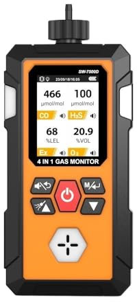 Détecteur de gaz, Détecteur de gaz 4 en 1, oxygène O2, monoxyde de Carbone CO H2S Ex, analyseur de gaz Combustible, détecteur de Fuite pour Le Travail et la Maison