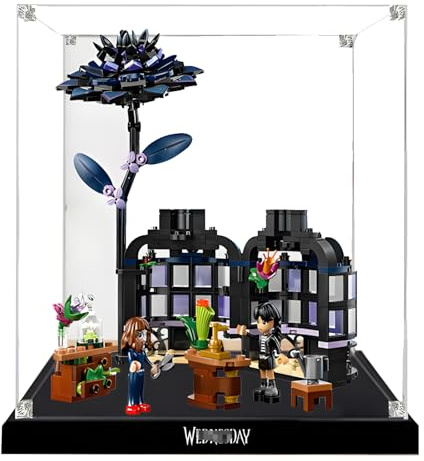 Boîte de présentation en acrylique pour Le-Go pour modèle Dahlia noir 76784 - 3 mm - Boîte de rangement transparente anti-poussière - Dimensions : 12 x 11 x 25 cm (sans modèle) (transparent)