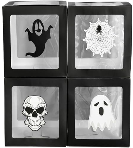 Glixoft 4 Scatole per Palloncini di Halloween, Contenitori per Palloncini, Articoli per Feste di Halloween, Decorazioni per Baby Shower, Feste di Compleanno, Eventi