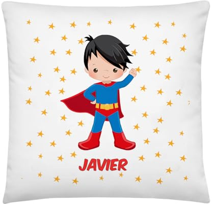 Kembilove Cojín Personalizado Niño Superhéroe - Almohada Infantil con Nombre - Regalo Original para Cumpleaños, Decoración de Habitación, Guardería y Más