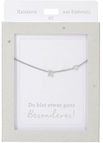 Depesche 13895.23 Halskette mit Buchstabe R und Herz, versilbert, variabel in der Länge tragbar (42 cm + 5 cm), als Geschenk oder kleine Aufmerksamkeit
