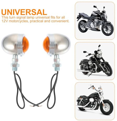 Alipis Intermitentes Metálicos para Motocicleta Indicadores Retro de Aluminio Plateado 4 Piezas Luces Direccionales Cable para Señalización Segura y Fácil Instalación