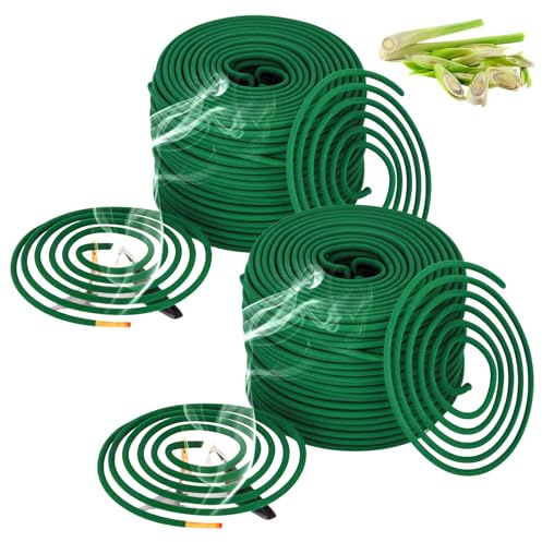 2er-Pack Citronella Räucherspirale, Zitronengras Coils mit Halterung, für den Gebrauch im Freien, auf der Terrasse, aPicknick, Camping, Tischdeko, Schlafzimmer, 100 Spiralen (50x2)