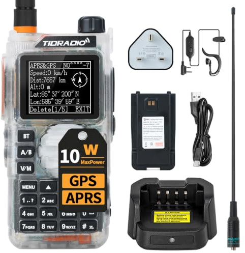 TIDRADIO TD-H9 Ham Radio, 10Watt, GPS, APRS, Spectrum Analysis, SMS | Bluetooth Connectivity, Web Upgrade, AM/FM, NOAA, USB-C Battery, Walkie Talkies for Adults Long Range Two Way Radio- Crystal